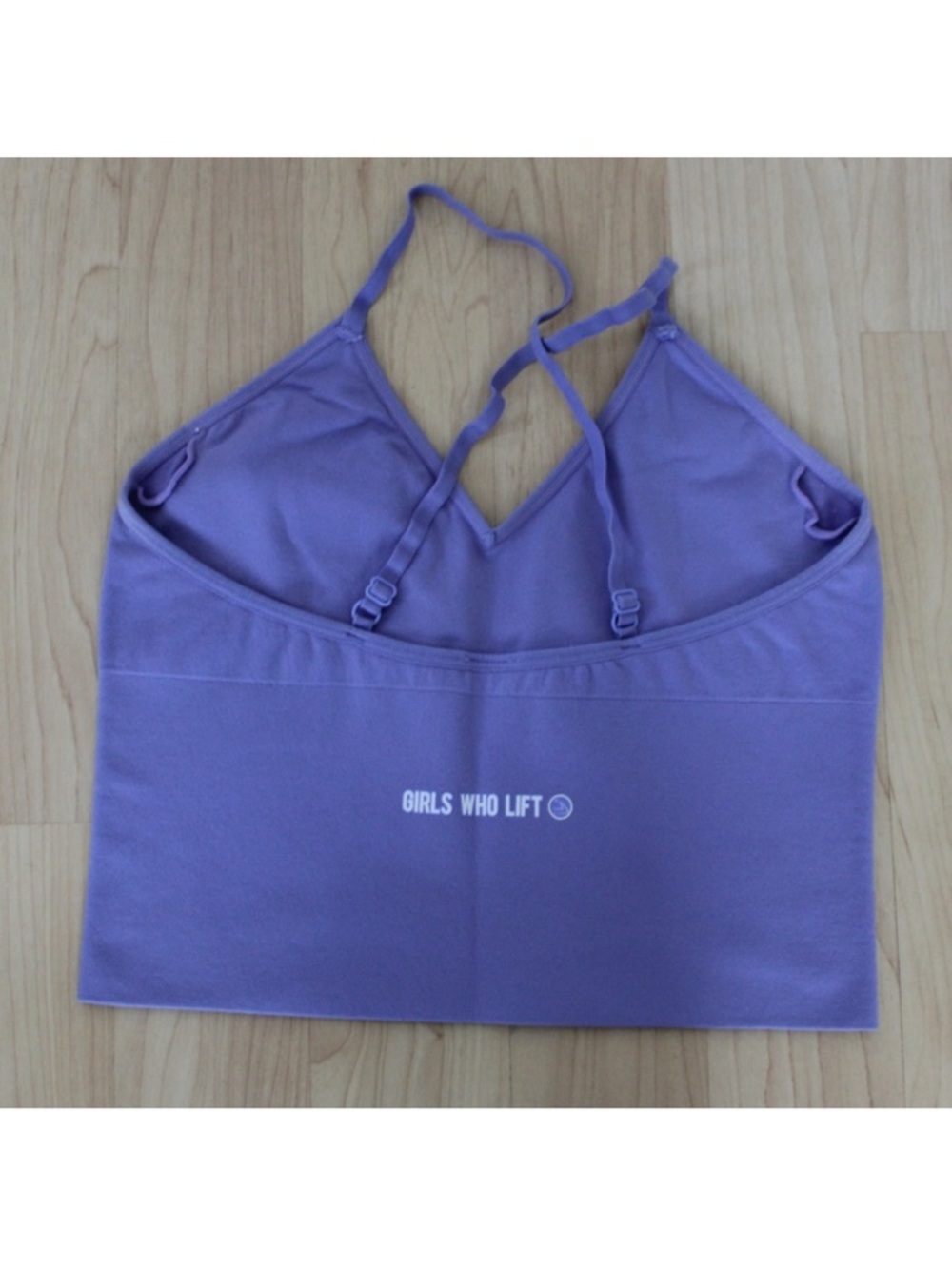 GWL Purple Workout Crop Top Gym Strappy Cross Back Tank Top Size Small